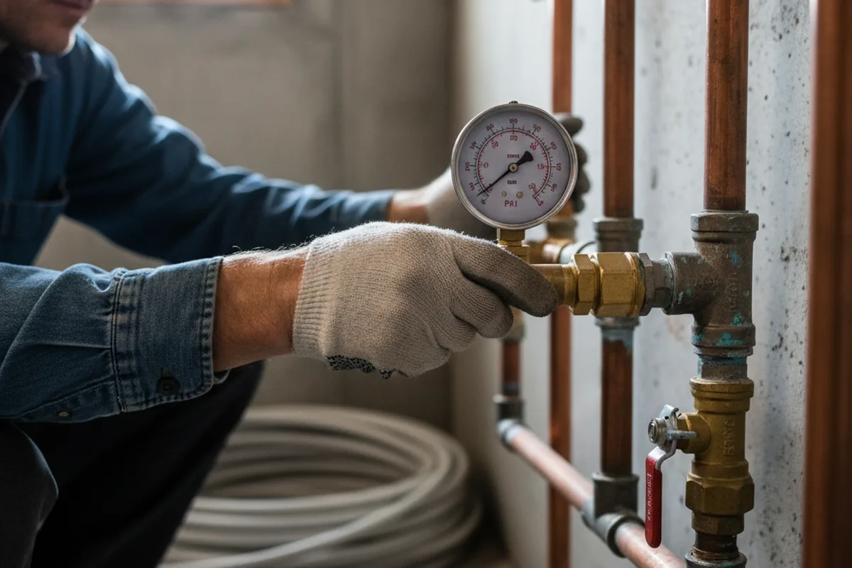 Pressure testing a repaired line during Water Line Repair in Sandy Hook